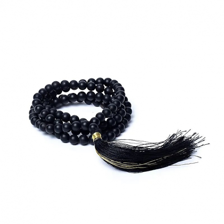 Mala Onyx noir AA 108 perles finition mat 0.6mm