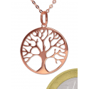 Arbre de vie avec chaine 45cm - argent 0925 plaqué or rose