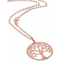 Arbre de vie avec chaine 45cm - argent 0925 plaqué or rose