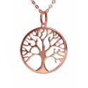 Arbre de vie avec chaine 45cm - argent 0925 plaqué or rose