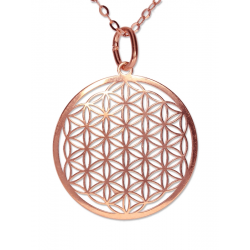 Fleur de vie avec chaine 50cm - argent 0925 plaqué or rose 2