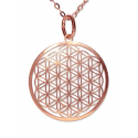 Fleur de vie avec chaine 50cm - argent 0925 plaqué or rose