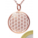 Fleur de vie avec chaine 50cm - argent 0925 plaqué or rose
