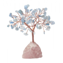 Aigue-Marine sur Quartz rose - 12-13cm