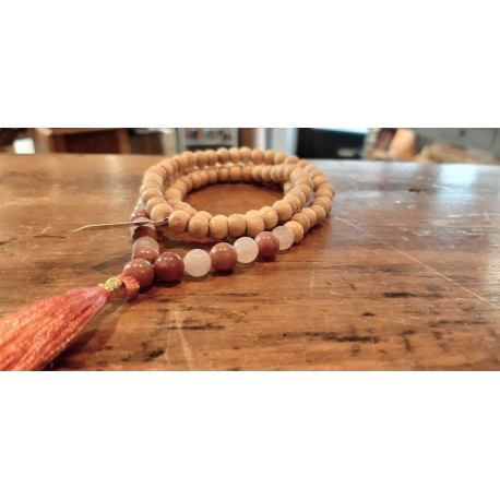 Mala Tulsi, Quartz Rose, Thulite