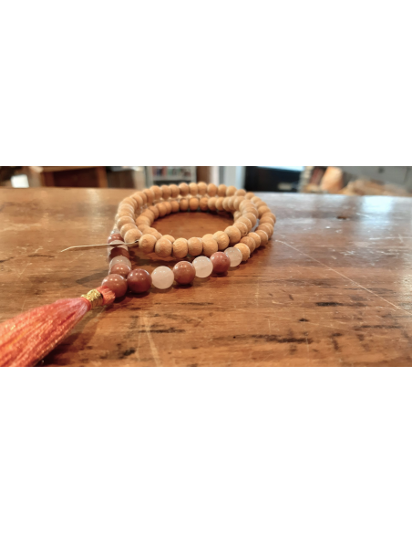 Mala Tulsi, Quartz Rose, Thulite