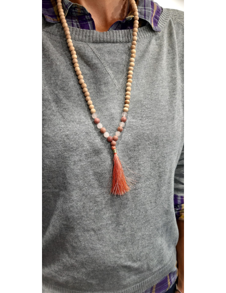 Mala Tulsi, Quartz Rose, Thulite