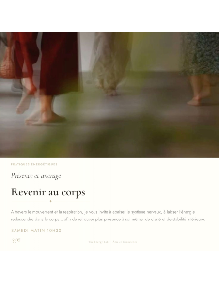 05/30 - 10h30 : ATELIERS ENERGETIQUES - REVENIR AU CORPS