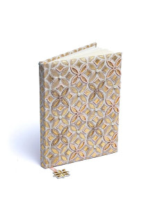 CARNET VELOURS BEIGE/OR FLEUR DE VIE