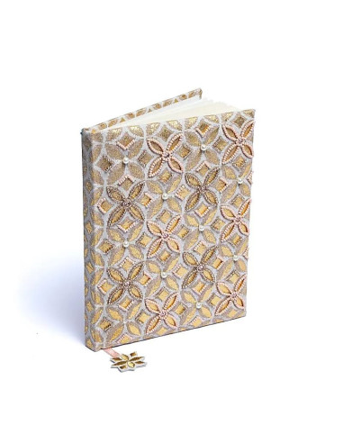 CARNET VELOURS BEIGE/OR FLEUR DE VIE