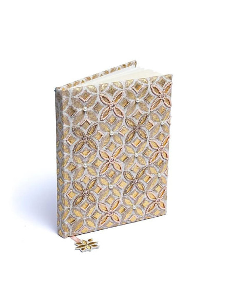 CARNET VELOURS BEIGE/OR FLEUR DE VIE