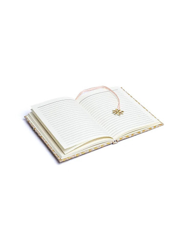 CARNET VELOURS BEIGE/OR FLEUR DE VIE