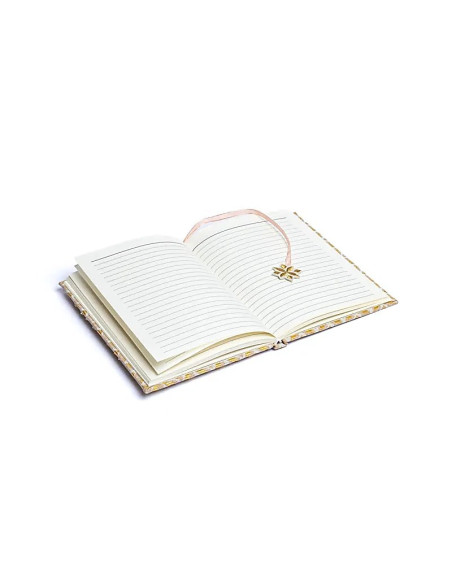 CARNET VELOURS BEIGE/OR FLEUR DE VIE