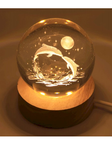 VEILLEUSE USB VERRE DAUPHIN 6CM