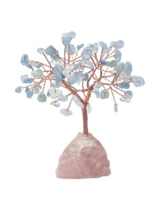 ARBRE AIGUE-MARINE QUARTZ ROSE 12-13CM