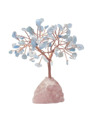 ARBRE AIGUE-MARINE QUARTZ ROSE 12-13CM