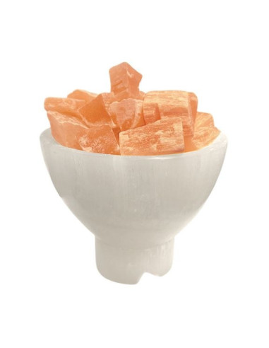 LAMPE SELENITE BOL CRISTAUX ORANGE 2-3KG