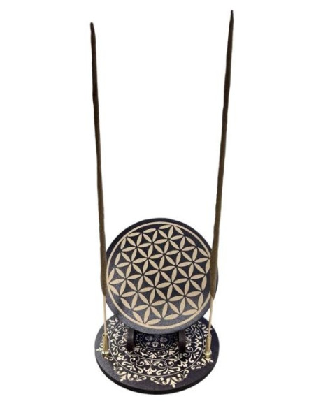 PORTE ENCENS PLAQUE FLEUR DE VIE 10CM