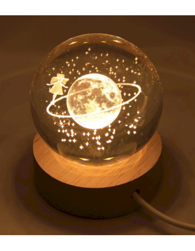 VEILLEUSE USB VERRE SATURNE 9CM
