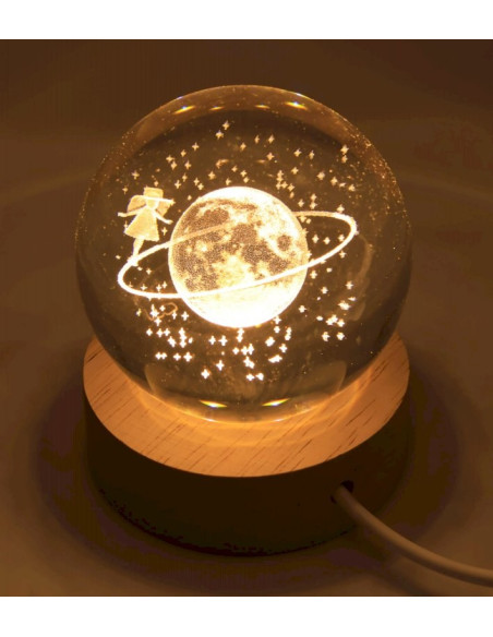 VEILLEUSE USB VERRE SATURNE 9CM