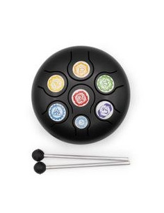 TAMBOUR MOYEN À LANGUE EN ACIER HAPPY - NOIR CHAKRA - 14X7CM