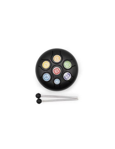 TAMBOUR MOYEN À LANGUE EN ACIER HAPPY - NOIR CHAKRA - 14X7CM