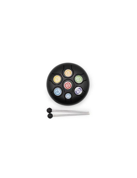 TAMBOUR MOYEN À LANGUE EN ACIER HAPPY - NOIR CHAKRA - 14X7CM