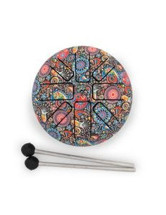 PETIT TAMBOUR À LANGUE EN ACIER HAPPY - OM MANDALA - 13X9CM