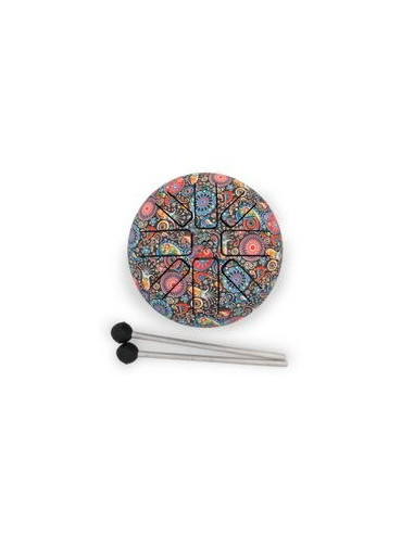 PETIT TAMBOUR À LANGUE EN ACIER HAPPY - OM MANDALA - 13X9CM