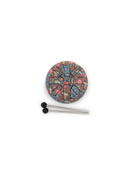 PETIT TAMBOUR À LANGUE EN ACIER HAPPY - OM MANDALA - 13X9CM