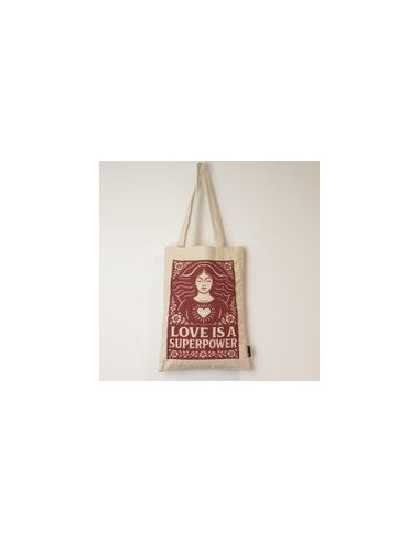 SAC TOTE BAG TONI ICONIC- L'AMOUR EST UN SUPER-POUVOIR (42 X 30 CM) - NATUREL