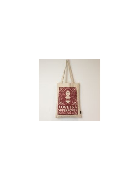 SAC TOTE BAG TONI ICONIC- L'AMOUR EST UN SUPER-POUVOIR (42 X 30 CM) - NATUREL