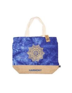 SAC ENTIÈREMENT NATUREL - DÉLAVAGE BLEU - MANDALA - HARMONIE