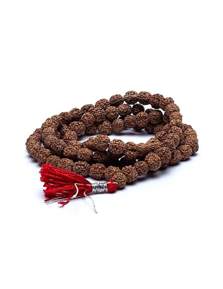 MALA RUDRAKSHA 1CM 108 FLOCHE ROUGE
