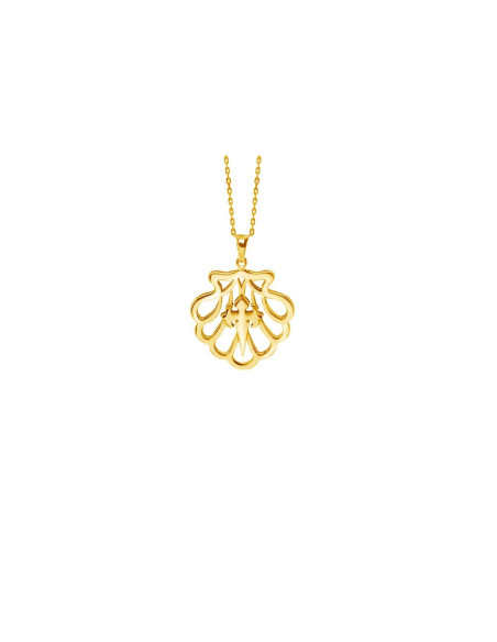 PENDENTIF COQUILLE ET CROIX CAMINO DE SANTIAGO PLAQUÉ OR 18K