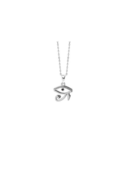 PENDENTIF OEIL D'HORUS ARGENT RHODIÉ 925 OXYDE ZIRC NOIR