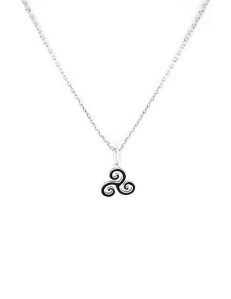 PENDENTIF TRISKÈLE ARGENT RHODIÉ 925 ET ÉMAIL NOIR 12 MM X 13 MM