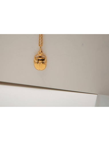 PENDENTIF SCARABÉE SACRÉ EGYPTE PLAQUÉ OR 18K