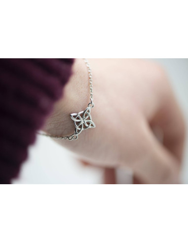BRACELET CHAÎNE NŒUD DE SORCIÈRE ARGENT 925 RHODIÉ