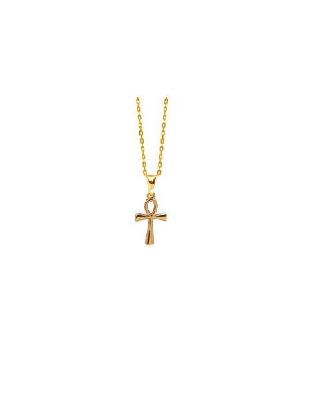 PENDENTIF CROIX ANKH EGYPTE PLAQUÉ OR 18K