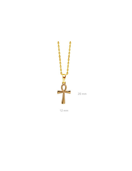 PENDENTIF CROIX ANKH EGYPTE PLAQUÉ OR 18K
