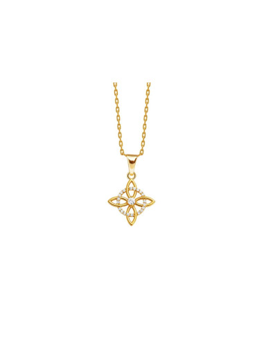 PENDENTIF NŒUD DE SORCIÈRE PLAQUÉ OR 18K ET OXYDE ZIRCONIUM BLANC