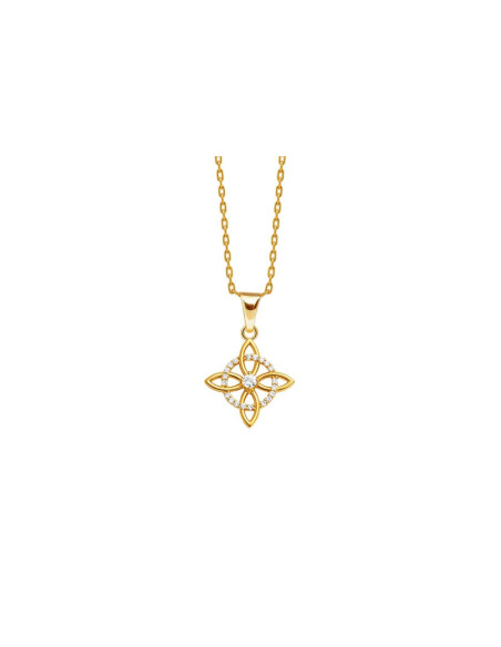 PENDENTIF NŒUD DE SORCIÈRE PLAQUÉ OR 18K ET OXYDE ZIRCONIUM BLANC