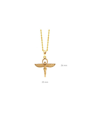 PENDENTIF DÉESSE ISIS EGYPTE PLAQUÉ OR 18K