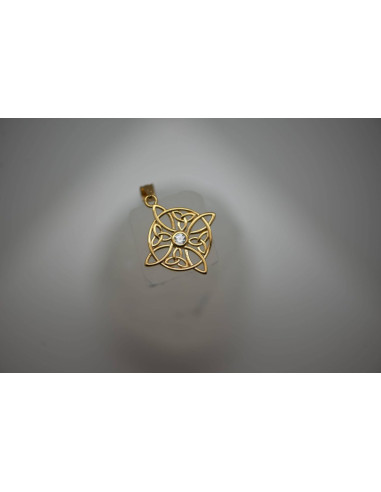 PENDENTIF NŒUD DE SORCIÈRE PLAQUÉ OR 18K ET OXYDE ZIRCONIUM BLANC