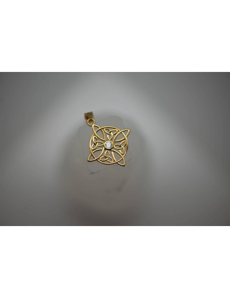 PENDENTIF NŒUD DE SORCIÈRE PLAQUÉ OR 18K ET OXYDE ZIRCONIUM BLANC