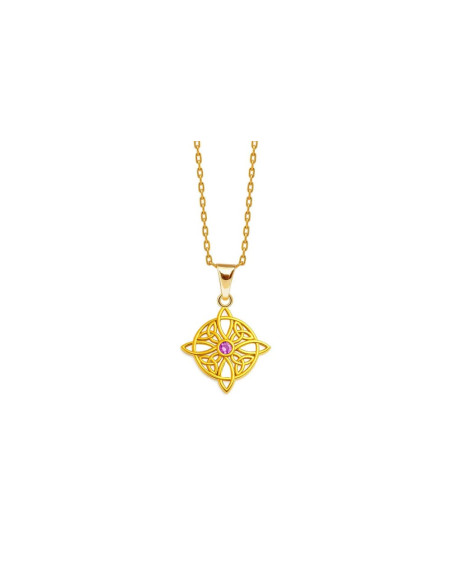PENDENTIF NŒUD DE SORCIÈRE PLAQUÉ OR 18K ET OXYDE ZIRCONIUM BLANC