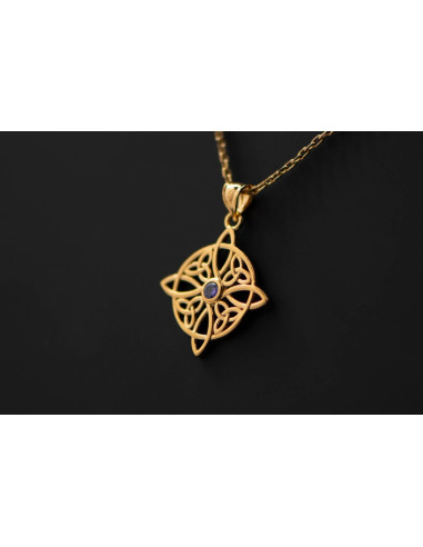 PENDENTIF NŒUD DE SORCIÈRE PLAQUÉ OR 18K ET OXYDE ZIRCONIUM BLANC
