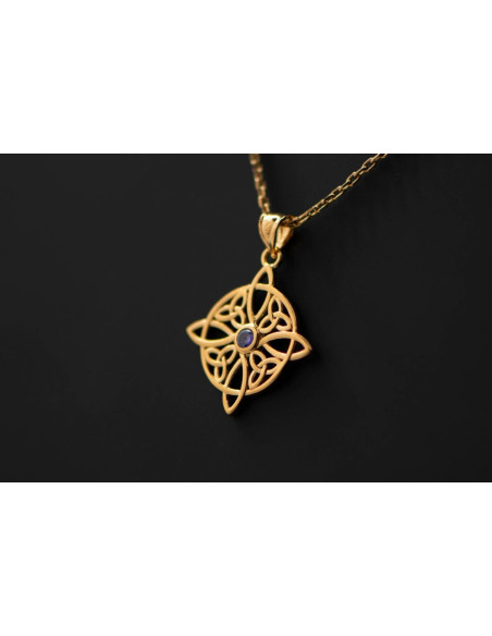 PENDENTIF NŒUD DE SORCIÈRE PLAQUÉ OR 18K ET OXYDE ZIRCONIUM BLANC
