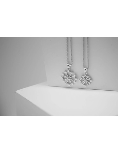 PENDENTIF CROIX OCCITANE ARGENT RHODIÉ 925 ET OXYDE ZIRCONIUM 13 MM